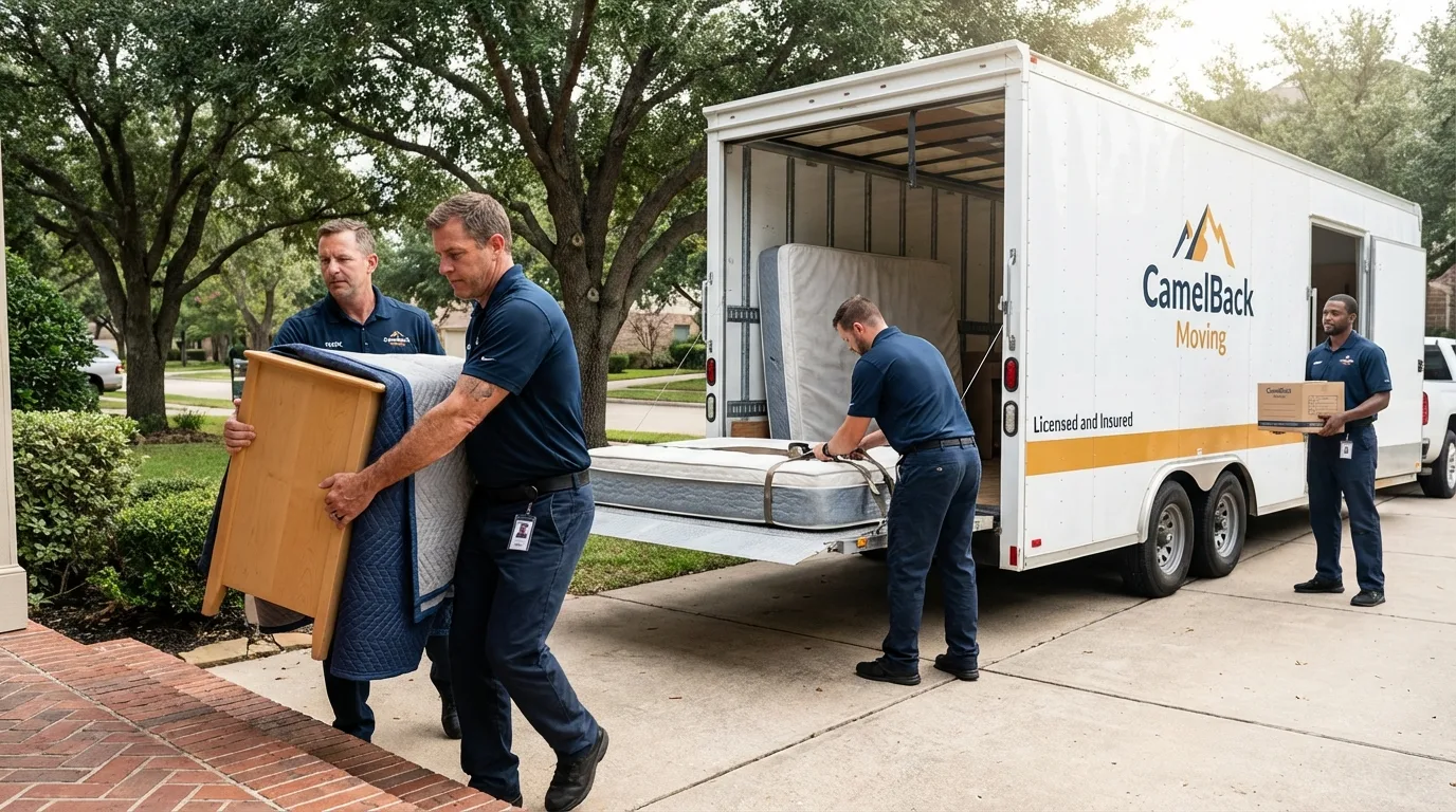 Crew loading residential truck for cross-state move from Port Orchard, WA