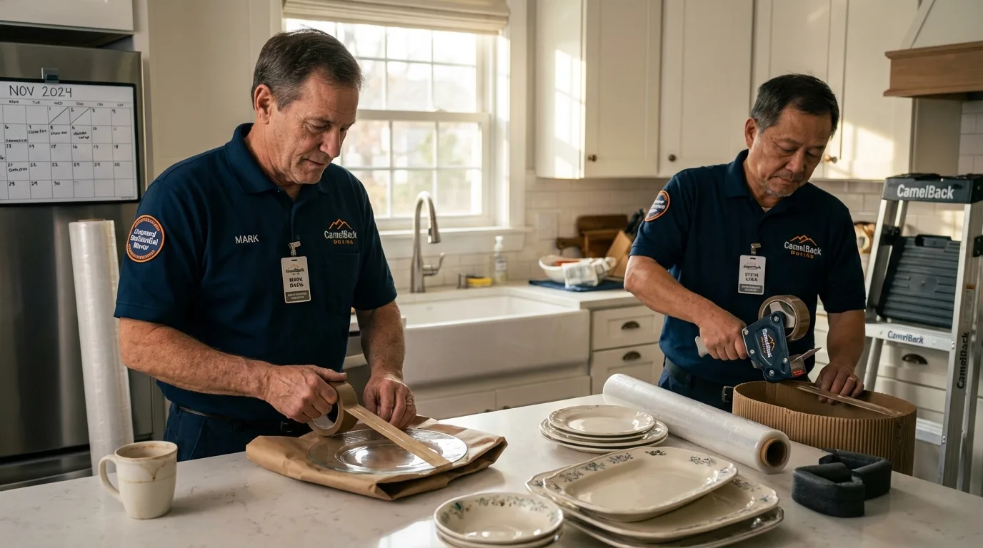 Professional crew packing kitchen dishware in Port Orchard, WA